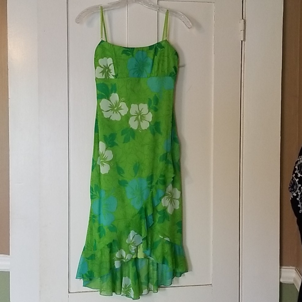 Green floral dress